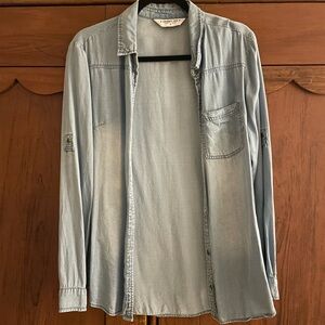 Celebrity Pink Light Blue Jean Shirt